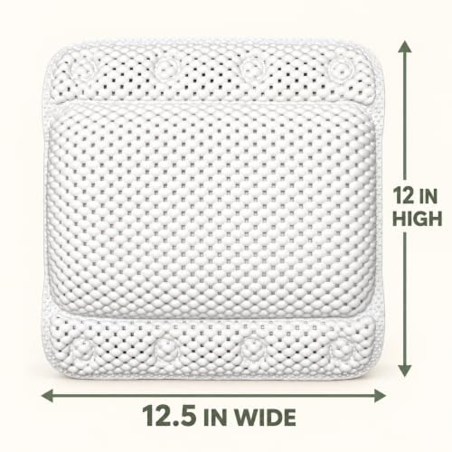 12.5 x 12 Waterproof Bath Pillow with Neck Support and Suction Cups