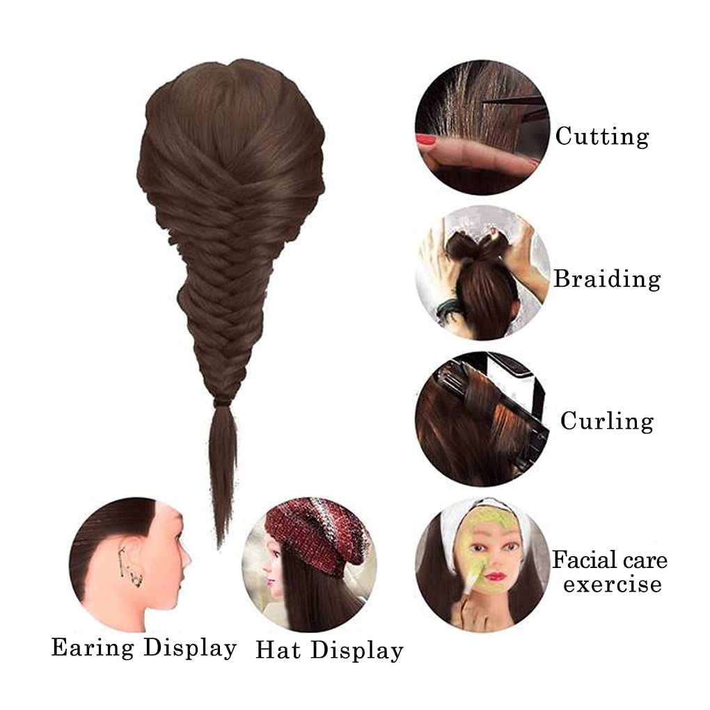 Mannequin Head with Hair - Brown 26"-28" | #4 Shade for Makeup, Braiding, and Hairdressing Training
