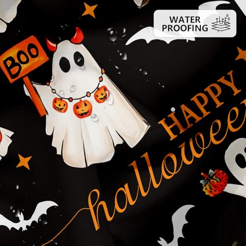 Spooky Ghost Halloween Shower Curtain with 12 Hooks - 72x72