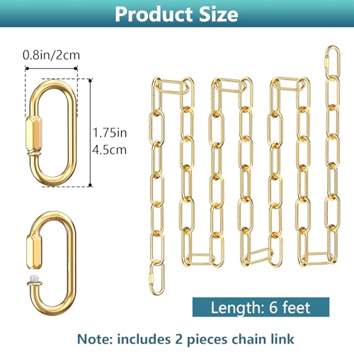 Garini 2-Pack 3ft Gold Pendant Light Fixture Chain with Detachable Links