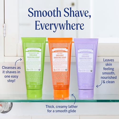 Dr. Bronner's Organic Shaving Soap - Peppermint, 7oz | Moisturizing & Soothing Formula