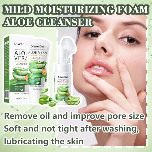 DWDiWen 2PCS Aloe Vera Face Wash B - Gentle Hydrating Facial Cleanser for All Skin Types