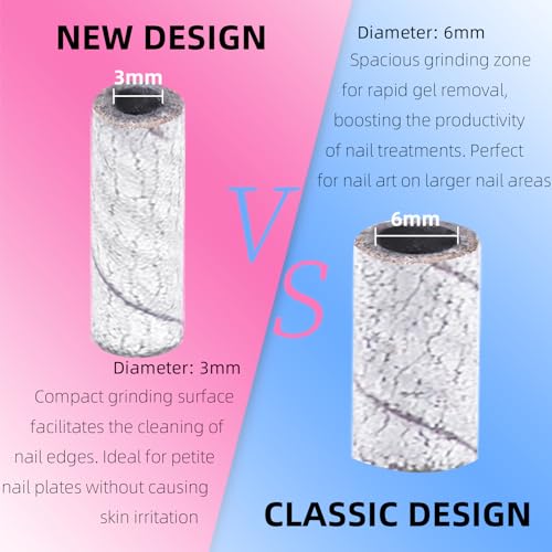 100 Pcs 180 Grit Mini Sanding Bands for Nail Drill - White