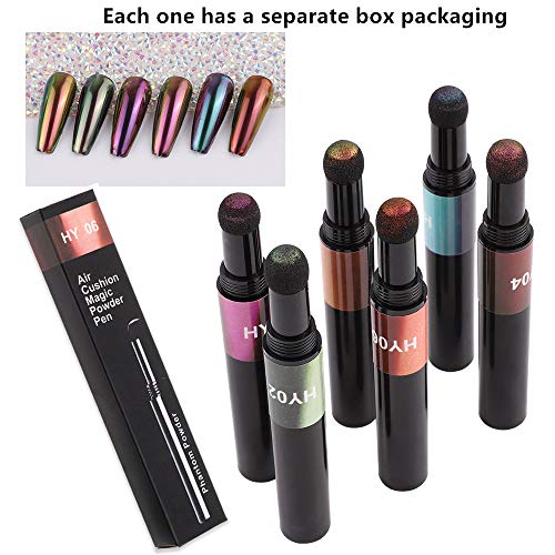 XICHEN 6-Color Air Cushion Nail Powder Pen – Holographic Chrome Effect
