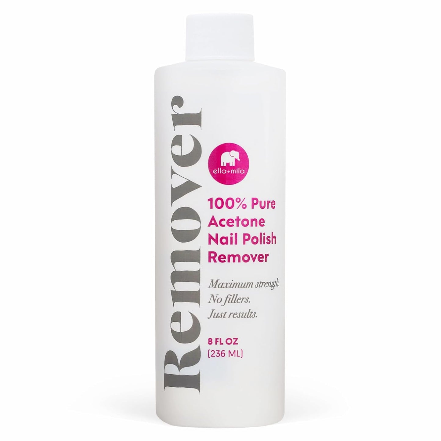 Ella+mila 100% Pure Acetone Nail Polish Remover - Professional Strength Gel for Acrylic & Shellac | 8 fl oz