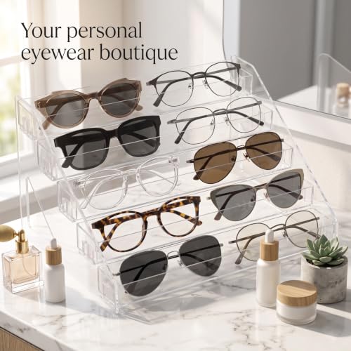 5-Tier Acrylic Sunglasses Organizer – Clear Eyeglass Display Stand