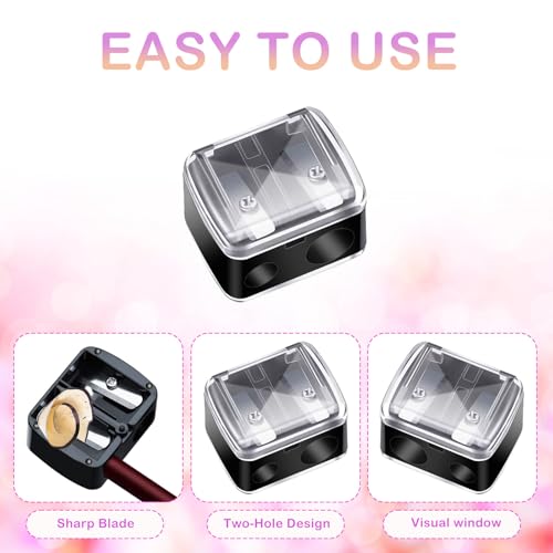 4-Pack Dual Hole Makeup Pencil Sharpeners for Eyeliner & Lip Liner