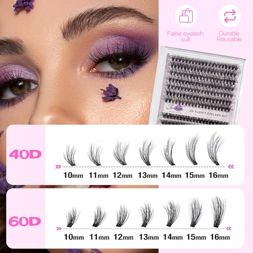 Fenshine Cluster Eyelash Extensions - 240pcs Natural False Lashes