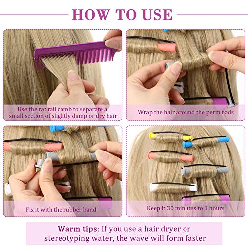 60-Piece Hair Perm Rods Set with Tail Comb - Multi-Size Cold Wave Rollers