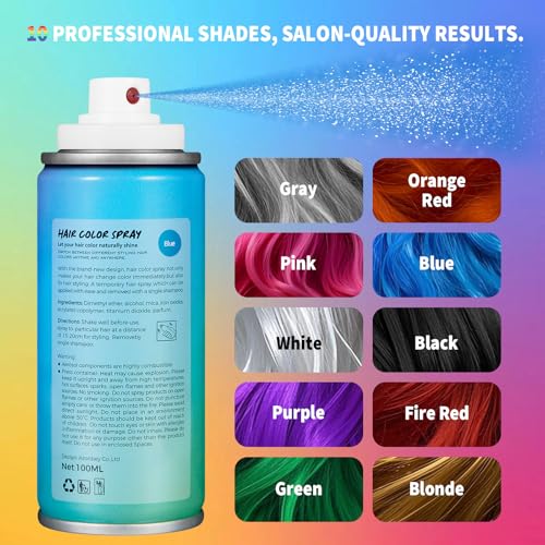Blue Temporary Hair Color Spray for Parties & Halloween