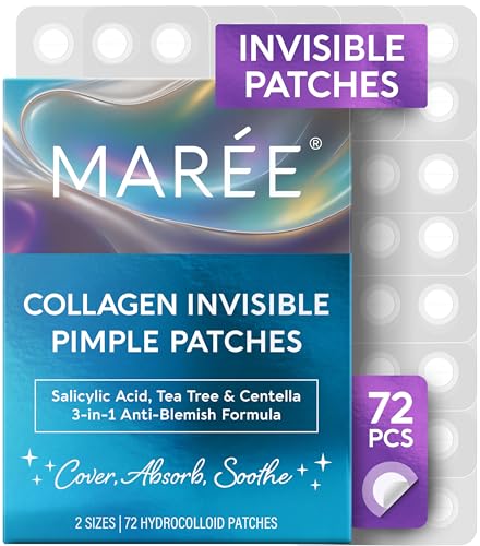 MAREE 72 Count Invisible Collagen Acne Pimple Patches for Face - Clear Overnight Zit Cover