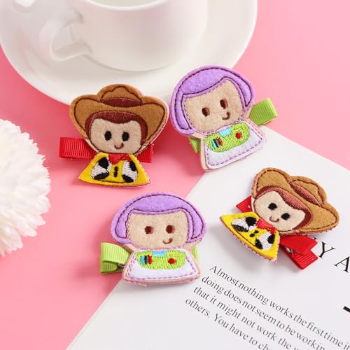 Neujiwo 4PCS Cartoon Hair Clips Set - Handmade Felt & Metal Accessories for Kids & Parties - 2 Pairs Variation