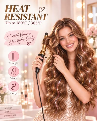 Edoneery Colorful Fairy Hair Tinsel Clip-In Extensions 19.7 Inch for Party & Festival