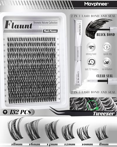 Mavphnee DIY Lash Clusters Kit - 132Pcs Wispy Eyelash Extensions Set