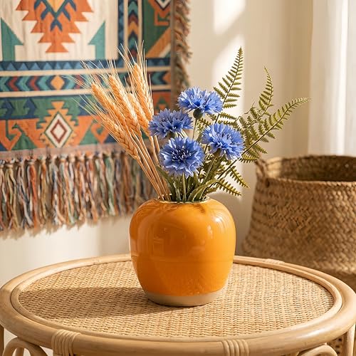 Modern Orange Ceramic Vase | 6.89 Inch Glossy Finish for Home Décor