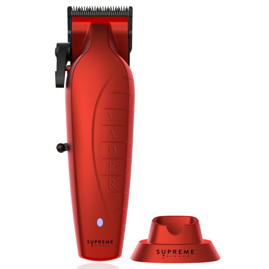 Supreme Trimmer Vader Clipper with DLC Taper Blade STC5098 | 210 Min Run Time 7500 RPM Hair Trimmer | Professional Brushless Motor Barber Clipper | Red