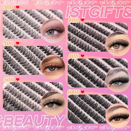 ISTGIFT DIY Lash Clusters Kit - D Curl Wispy Individual Eyelash Extensions