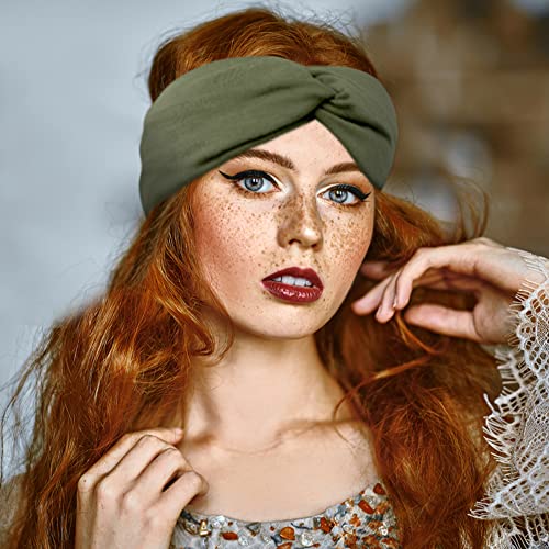 FEQO 18 Pack Classic Color Twist Headbands for Women Non-Slip Turban Hairbands