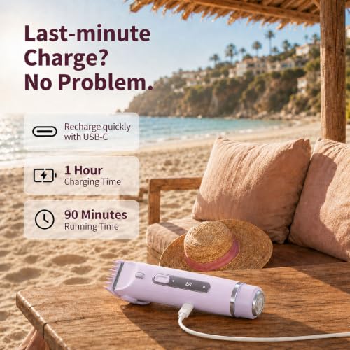 OGLEA Purple Bikini Trimmer for Women, Electric Razor for Sensitive Areas