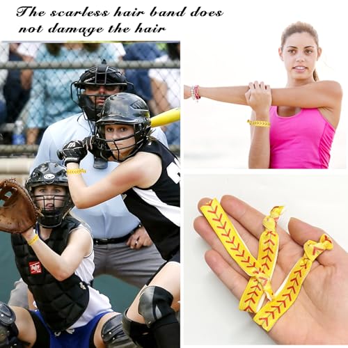 Softball Hair Ties - 12 Pack No Crease Elastic Bands for Girls