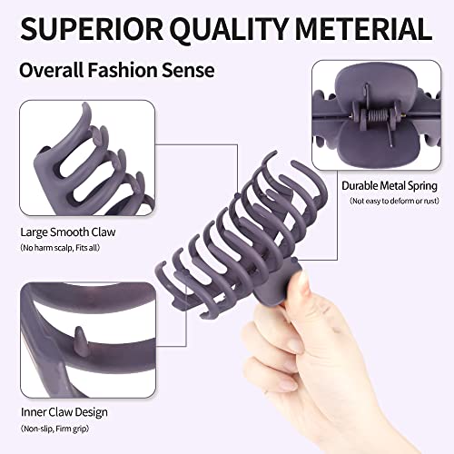 A-Colorful Large Hair Claw Clips for Thick Hair Matte Non-Slip 8PCS - Beauty.H.C