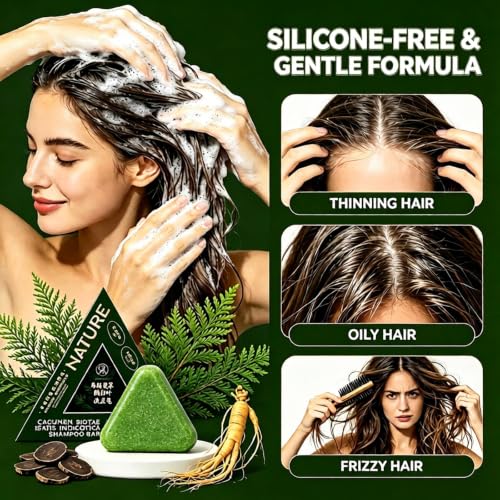 YECDET Nature Triangle Shampoo Bar with Usman Grass Extract - 1 Piece, for All Hair Types