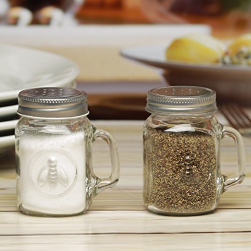 Circleware Honey Bee Mason Jar Salt and Pepper Shakers Set of 2