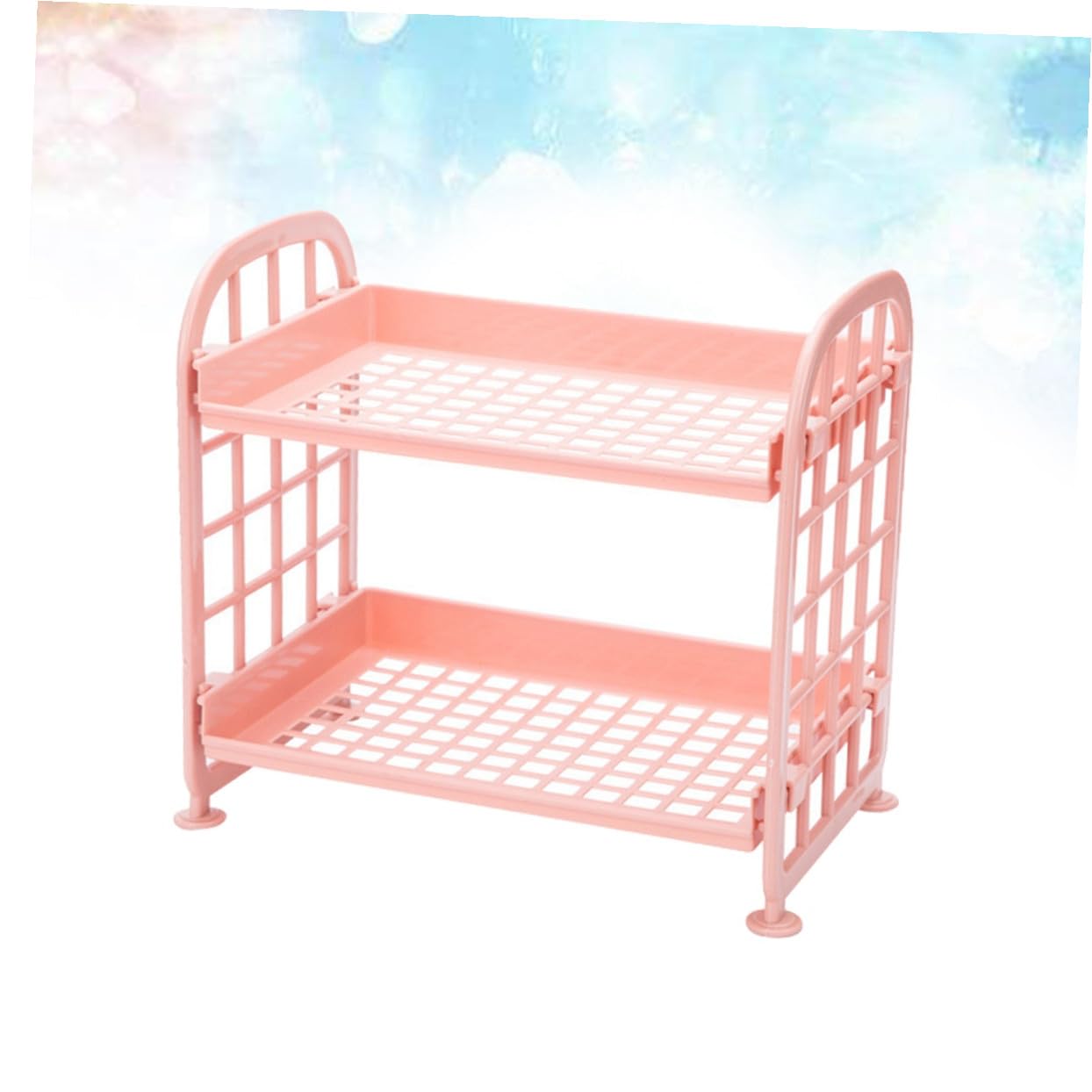 2 Layers Plastic Storage Rack Kitchen Storage Shelf Bathroom Organizer Countertop Rack Space-Saving Desktop Organizer for Home and Bathroom Use