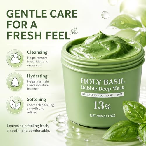 Holy Basil Bubble Deep Clay Mask – Green Variant for Pore & Blackhead Care