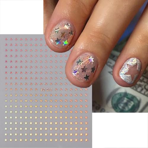 6 Sheets Self-Adhesive Star Nail Decals for Creative Nail Art