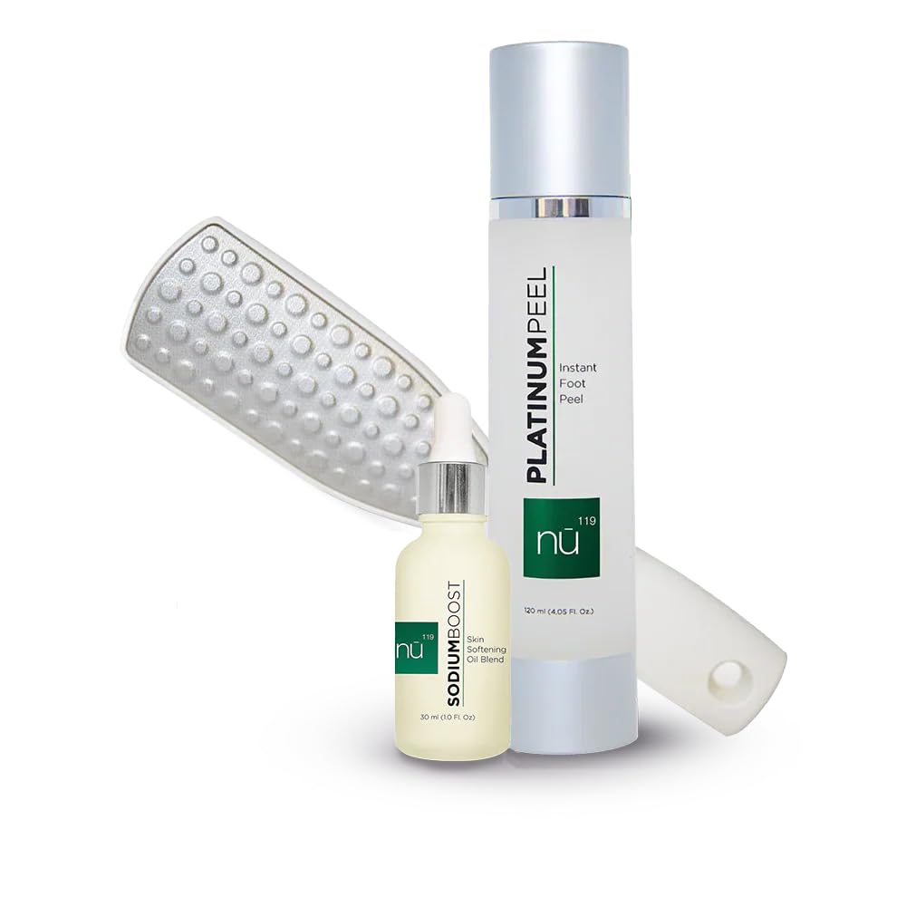 nu119 How to Get Soft Feet | Foot Care Kit Includes 120ml Instant Foot Peel Spray for Calluses Removal, Softening Balm & File | Professional Products to Make Your Feet Soft