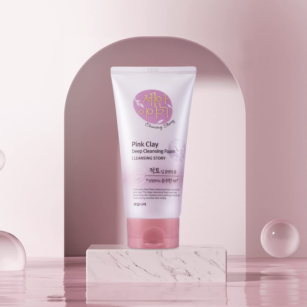Kwailnara Cleansing Story Natural Facial Deep Foam Cleansing - Pink Clay