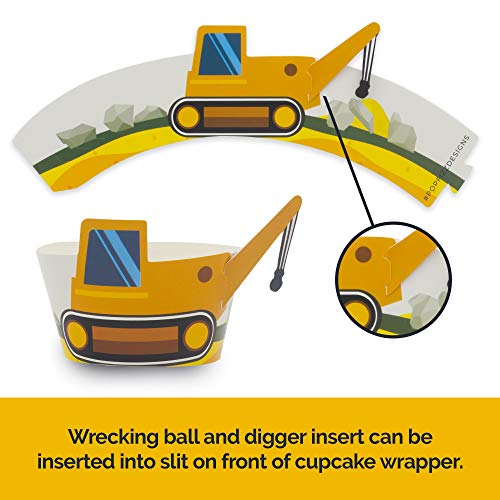 Construction Birthday Party Cupcake Wrappers - Set of 24
