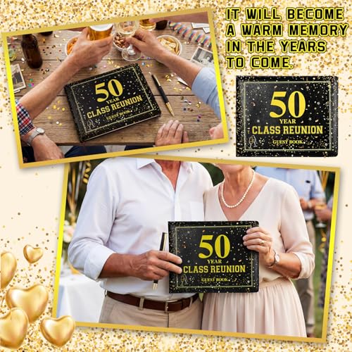 50th High School Reunion Guest Book - Black & Gold 1976 Keepsake