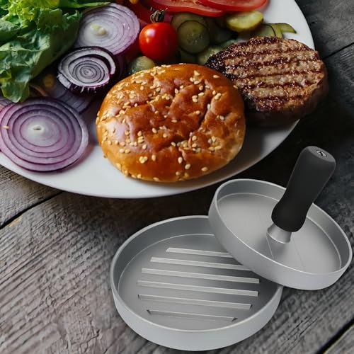 4.5" Non-Stick Burger Press with 100 Patty Papers for Grilling