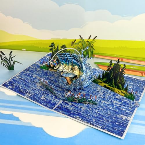 3D Pop-Up Fishing Card for Father's Day | Bass Scene Gift
