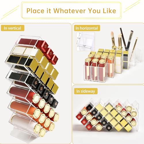 Nimiah 28-Slot Lipstick Organizer - Clear Stackable Holder for Makeup