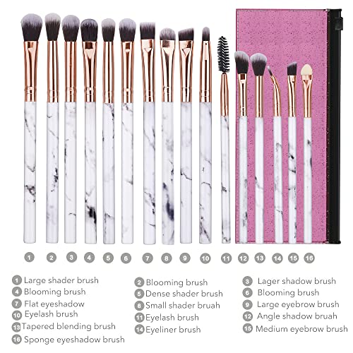 DUAIU 16-Piece Eyeshadow Brush Set with Pink Cosmetic Bag