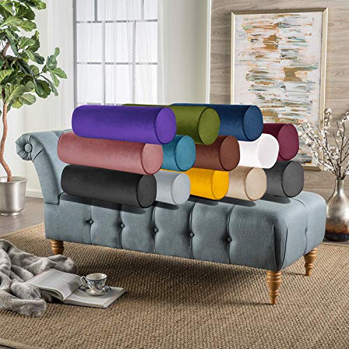 Velvet Neck Roll Pillowcase with Zipper - 18x6 Gray Pink