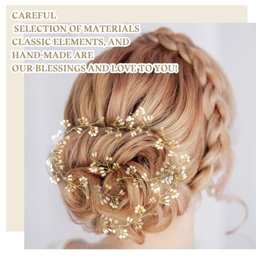 Bridal Hair Vine & Crystal Pins – 40-Inch Pearl Wedding Headpiece