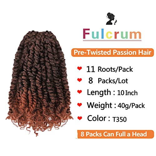 Fulcrum Passion Twist Crochet Hair, 10 Inch Pre-Looped Synthetic Hair (T350#)
