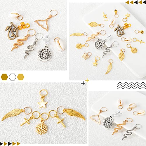 Vaikby 201PCS Hair Jewelry Beads Set - Gold & Silver Dreadlock Accessories