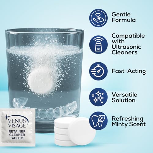 Venus Visage 120 Denture & Retainer Cleaning Tablets - 4 Month Supply for Invisalign, Night Guards & Ultrasonic Cleaners
