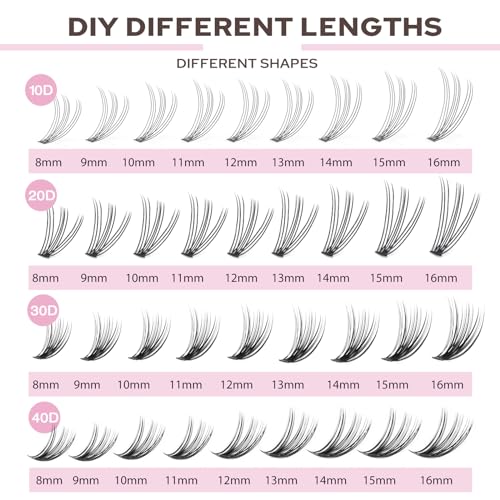 FinyDreamy 30D Individual Lash Clusters 8-16mm Volume False Eyelashes