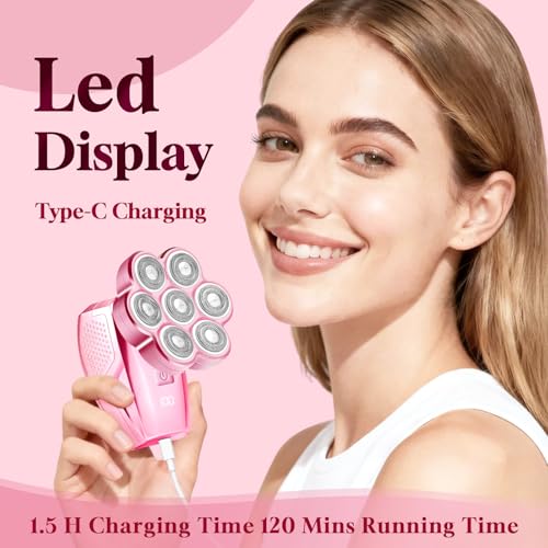 Electric Razors for Women 120min Cordless Painless Hair Remover 7D Floating Head IPX7 Waterproof for Legs Face Bikini Line