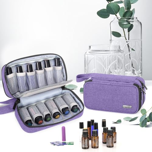 LUXJA Double-Layer Essential Oil Case - Holds 12 Bottles, Purple