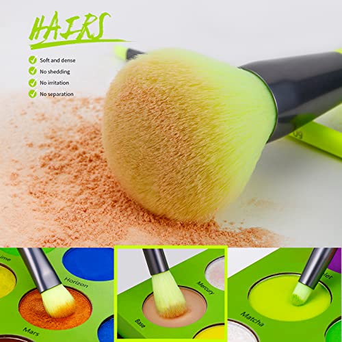 Docolor 10-Piece Makeup Brush Set - Premium Synthetic Neon Green Kit
