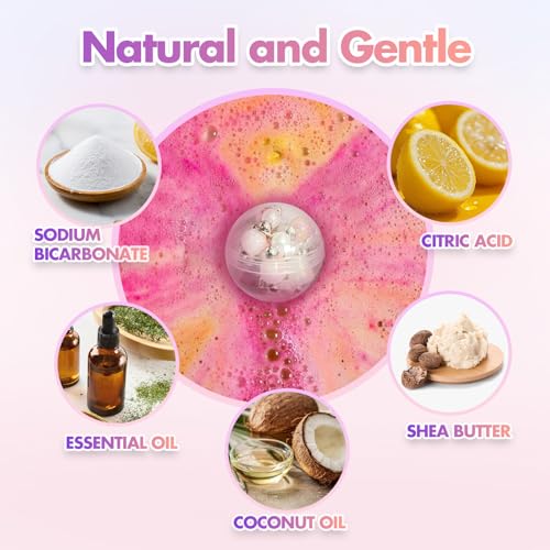 Kids Unicorn Bath Bombs with Surprise Jewelry - Natural Bubble Set for Girls & Boys
