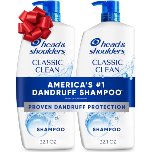 Head & Shoulders Anti-Dandruff Shampoo with 1% Pyrithione Zinc, Classic Clean Shampoo Twin Pack, Daily Use, Flake Control, Scalp Care, Color-Safe, Deep Clean, 32.1 fl oz Each