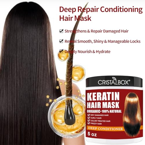 2 Pack Collagen Hair Mask & Keratin Hair Mask,Keratin Hair Treatment,Repair Treatment Deep Conditioning Hair Treatment Mask for Damaged Hair,Hydrating Conditioner with Argan Oil for Dry Hair